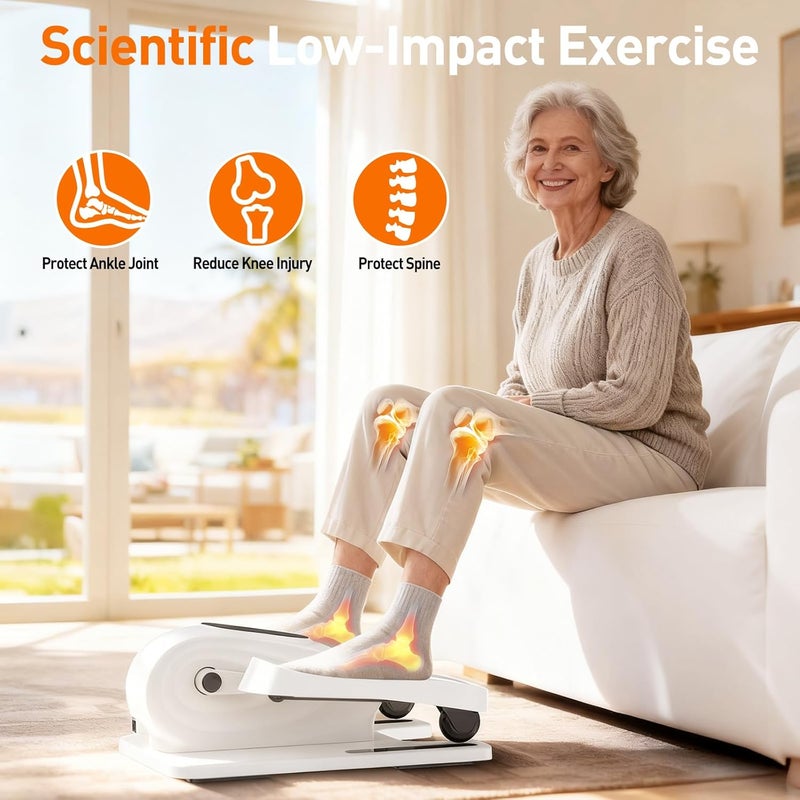 DamKee Under Desk Elliptical Exercise Machine, Electric Ellipse Leg Exerciser as Seen on TV, 15 Speeds Foot Exerciser While Sitting for Seniors, Portable Seated Pedal Exerciser for Home Office - Image 2
